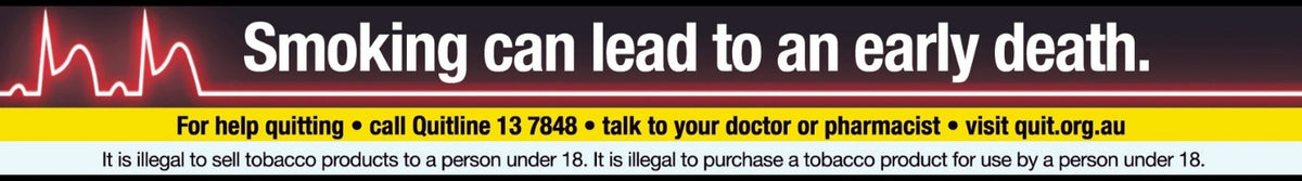 Quit smoking advertisement with text and contact information on a black background Top Smoke Australia
